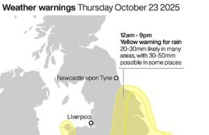 La tormenta Benjamin azotará el Reino Unido mientras la Oficina Meteorológica emite advertencias con 2 pulgadas de lluvia y vientos de 75 mph en camino