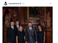 Los hijos de David Beckham, Romeo y Cruz, dan un vistazo a las celebraciones familiares mientras felicitan a “Sir papá” por su título de caballero y dicen “nadie merece esto más que tú”, pero Brooklyn y Nicola permanecen en silencio.