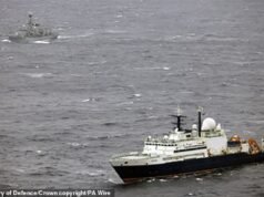 El barco fantasma de Putin dispara láseres contra la RAF: un barco espía apunta a pilotos militares del Reino Unido con rayos mientras se intensifica el enfrentamiento en el Mar del Norte