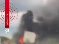 El camión se incendió y cerró la circunvalación de Valinhos