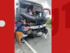 Tráiler de autobús con hinchas de Fortaleza involucrados en accidente
