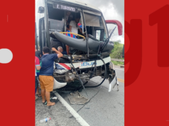 Tráiler de autobús con hinchas de Fortaleza involucrados en accidente