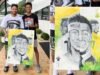Neymar recibe un cuadro de un artista de 16 años