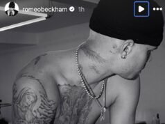 Romeo Beckham sin camisa comparte una nueva foto de sus más de 70 tatuajes mientras se mantiene alejado del drama familiar con su hermano Brooklyn