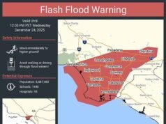Los Ángeles bajo advertencia de graves inundaciones repentinas mientras los californianos se enfrentan a deslizamientos de tierra infernales y tormentas devastadoras en Nochebuena