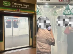 Los viajeros desembarcaron del tren en la estación de MRT Tanjong Pagar después de que saliera humo del banco de energía.