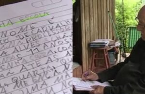 El hombre de 91 años aprendió a leer y escribir con clases de su bisnieta en SC